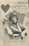 CPA Cartomancie Voyance Folklore Horoscope Les 4 dames Dame de coeur