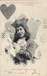 VINTAGE POSTCARD Cartomancy Clairvoyance Folklore Horoscope the 4 servants Knave of hearts
