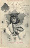 VINTAGE POSTCARD Cartomancy Clairvoyance Folklore Horoscope the 4 servants Knave of spades