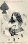 CPA Cartomancie Voyance Folklore Horoscope Les 4 dames Dame de pique