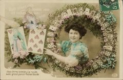 VINTAGE POSTCARD Cartomancy Clairvoyance Folklore Woman Charts