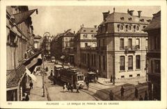 VINTAGE POSTCARD Banque de France Street of the Savage Mulhouse Tram