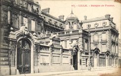 VINTAGE POSTCARD Banque de France Lille stamps Taxes