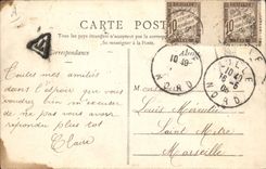 VINTAGE POSTCARD Banque de France Lille stamps Taxes