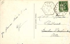 VINTAGE POSTCARD Banque de France and street of the Savage Mulhouse Tram