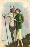 VINTAGE POSTCARD Fantasy Illustrator Bianchi Woman Alpinism