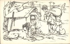 CPA Fantaisie Illustrateur Poulbot Chien