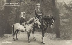 CPA Unser Kronprinz mit seinem altesten Sohn Cheval Poney