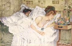 VINTAGE POSTCARD Fantasy Illustrator Woman Maurice Neumont small Christmas of the young groom