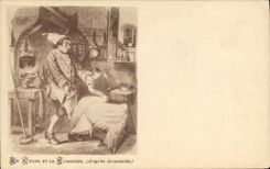 VINTAGE POSTCARD Fantasy Illustrator a swan and the cook according to Grandville