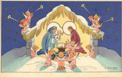 VINTAGE POSTCARD Fantasy Illustrator Angels