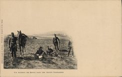 VINTAGE POSTCARD Militaria a moment of rest in these green campaigns