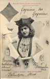 VINTAGE POSTCARD Horoscope the 4 servants Knave of diamonds