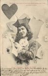 VINTAGE POSTCARD Horoscope the 4 servants Knave of hearts
