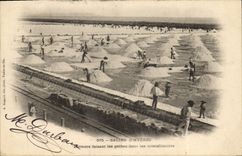 VINTAGE POSTCARD Saline of Hyeres Beaters making the sheaves in the cristallisoires