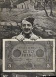 VINTAGE POSTCARD Ticket 5 Francs Polu Militaria
