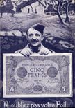 VINTAGE POSTCARD Hairy Ticket Five Francs Militaria
