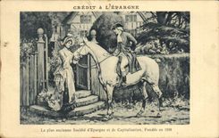 VINTAGE POSTCARD Bank Credit with the Saving the oldest Company of Saving and Capitalization