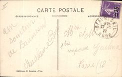 Vaca de Normandía de la mujer del folklore de la POSTAL de la VENDIMIA
