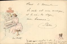 VINTAGE POSTCARD Fantaisie Illustrator Henri Woman Pare Piano