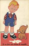 VINTAGE POSTCARD Fantasy Illustrator Child Bernet Dog