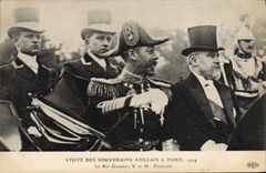CPA Visite des souverains anglais a Paris 1914 Le roi Georges V et M Poincare