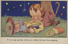 VINTAGE POSTCARD Fantasy Illustrator Child Bottle Alcohol