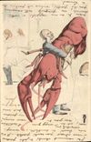 VINTAGE POSTCARD Fantasy Illustrator Lobster Lobster