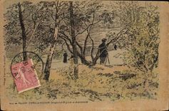 VINTAGE POSTCARD Fantasy Illustrator Ponds of Villebon