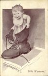 VINTAGE POSTCARD Fantaisie Illustrator Baby has fun