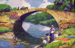 VINTAGE POSTCARD Fantasy Illustrator Morgan' S bridge At Old Panama