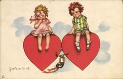 VINTAGE POSTCARD Fantasy Illustrator Angels Heart