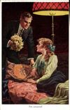 VINTAGE POSTCARD Fantasy Illustrator Woman The proposal
