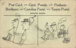 VINTAGE POSTCARD Militaria Persons on leave waiting the hour of the train