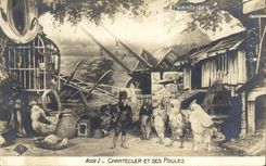 VINTAGE POSTCARD Edmond Rostand Chantecler and his hens