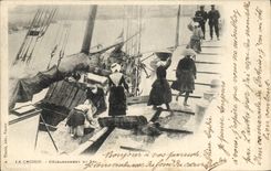 CPA Folklore Marais Salants Le Croisic Dechargement du sel