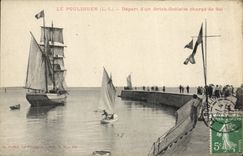 CPA Folklore Marais Salants Le Pouliguen Depart d'un brick goelette charge de sel Bateau 