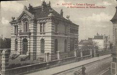 VINTAGE POSTCARD Bank Autun Savings bank and establishment of the Baths Showers
