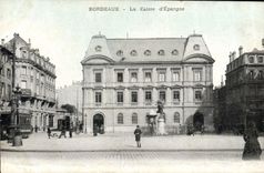 VINTAGE POSTCARD Bank Savings bank Bordeaux Tram