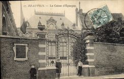 VINTAGE POSTCARD Bank Savings bank Beauvais Children