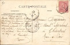 Folklore de Normandía de la POSTAL de la VENDIMIA la madre y el niño con los campos de Cheal