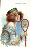 VINTAGE POSTCARD Fantasy Illustrator Woman Inghilterra Tennis
