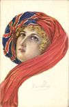 VINTAGE POSTCARD Fantasy Illustrator Bourrillon Woman