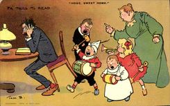 VINTAGE POSTCARD Fantasy Illustrator Children Home sweet home