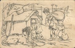 CPA Fantaisie Illustrateur Poulbot Chien 