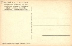 VINTAGE POSTCARD Fantasy Illustrator Poznan 30 IX 1929 Fair general Polish Poland Poland the cathedral