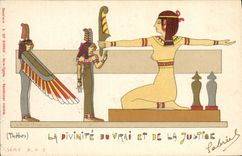 CPA Fantaisie Illustrateur Thebes Egypte Egype La divinite du vrai et de la justice
