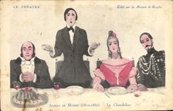 VINTAGE POSTCARD Fantasy Illustrator the theater Alfred de Musset the candlestick