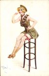 VINTAGE POSTCARD Fantasy Illustrator Woman Headstock for Tommies by Gerbault