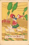 VINTAGE POSTCARD Fantaisie Illustrator It rains It rains Bergere